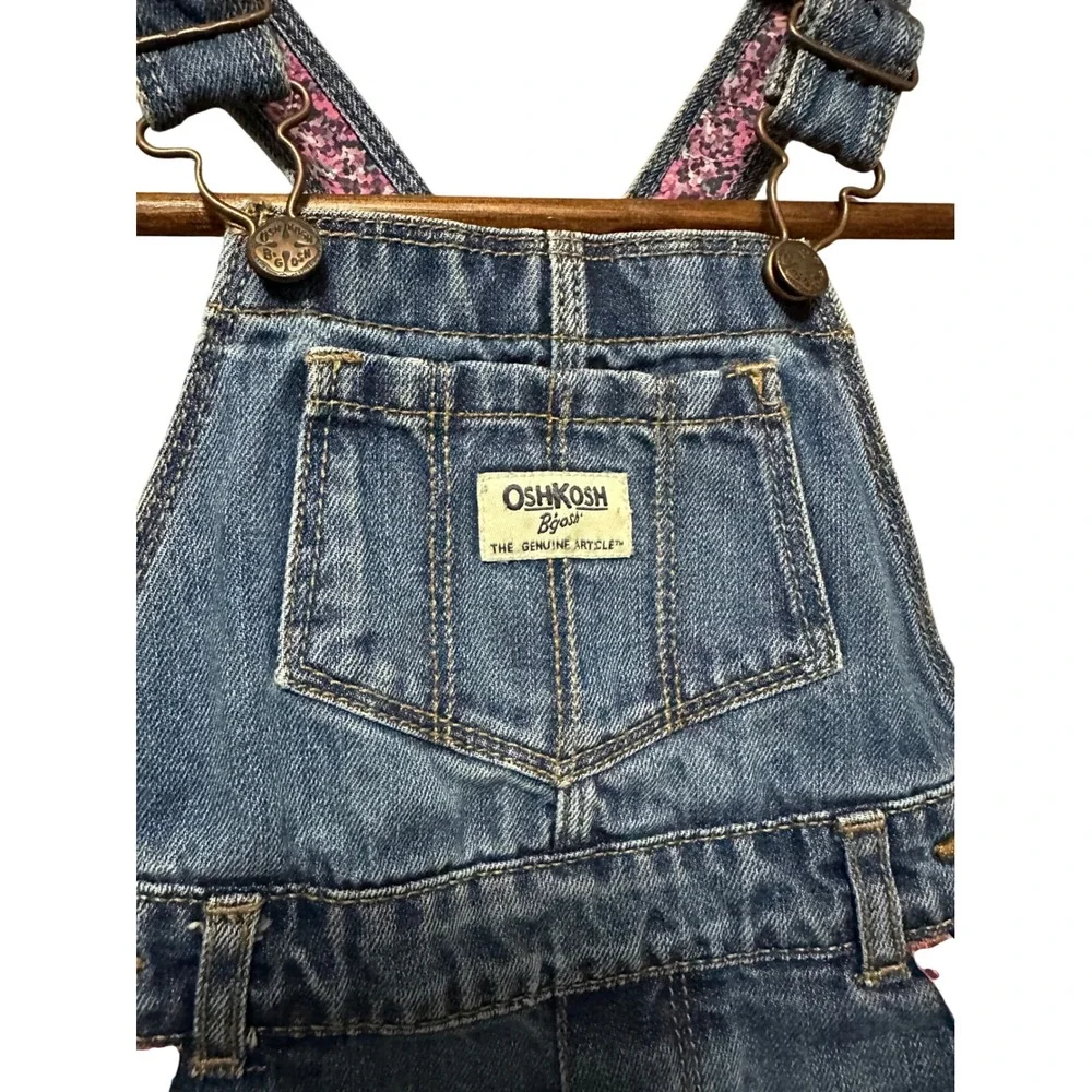 OshKosh B'gosh Denim Overalls Toddler‎ Baby Girls 18M Blue Floral Accents